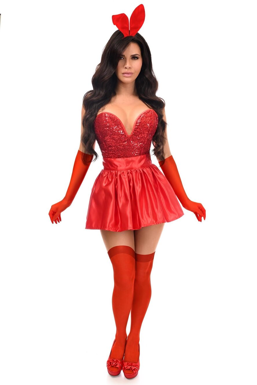 4140 Top Drawer 5 PC Premium Red Bunny Corset Costume 4X